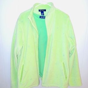 Lime fleece zippered lightweight jacket with matching shirt